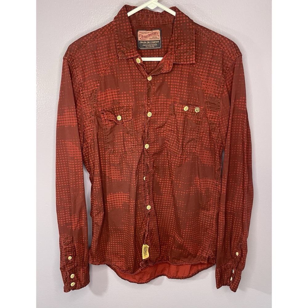 Red Western Bushhopper Shirt Vtg Style Button Down Workwear Utility Mens Large